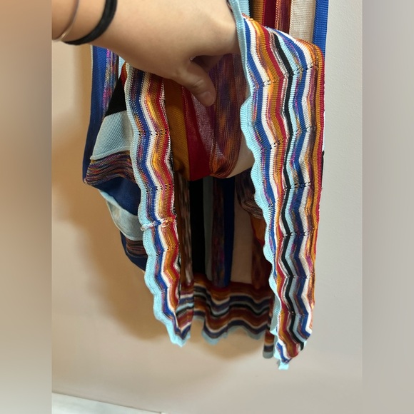 Ottod’Ame Italy Multicolored Knit Viscose V-Neck Tie Back Long Boho Dress - Picture 6 of 16